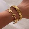 Bowknot Bangle Bracelet for Women Gold Color Stainless Steel Geometric Cuff Bangles Fashion Party Aesthetic Jewelry Gift