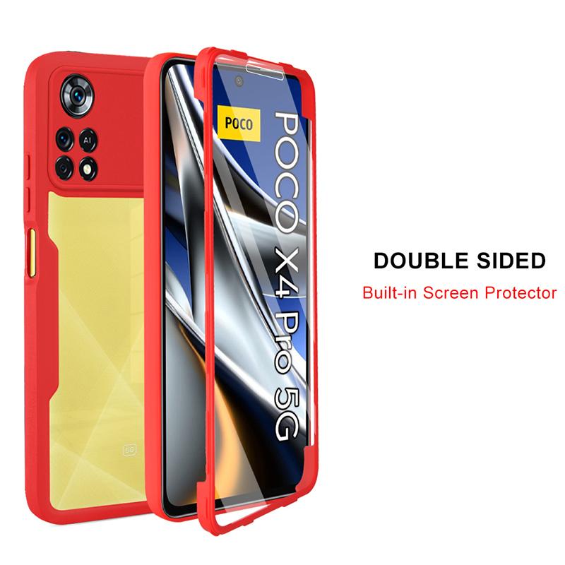 360 Full Body Phone Case For Xiaomi POCO X3 X4 X5 X6 Pro X3 C3 POCO M2 M3 M4 M6 Pro 4G F5 F6 5G Built Screen Protector Cover