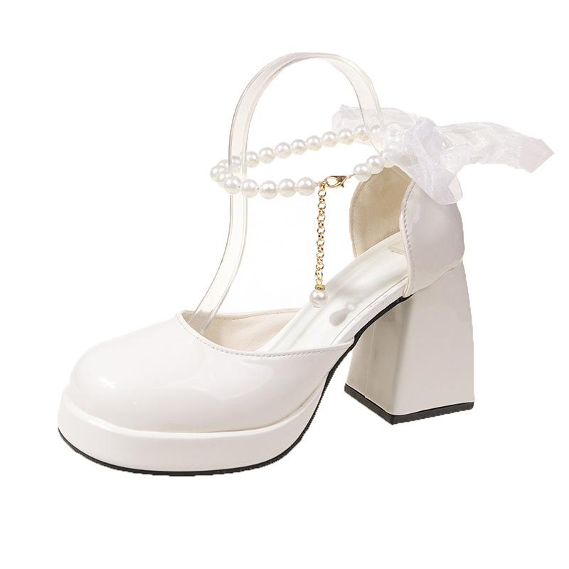 Perlová mašle Nové módní univerzální sladké vysoké podpatky