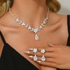 Silver Heavy Industry Necklace Earrings Set Luxury Heavy Industry Light Luxury Atmospheric Set Zircon Bridal Set Classic