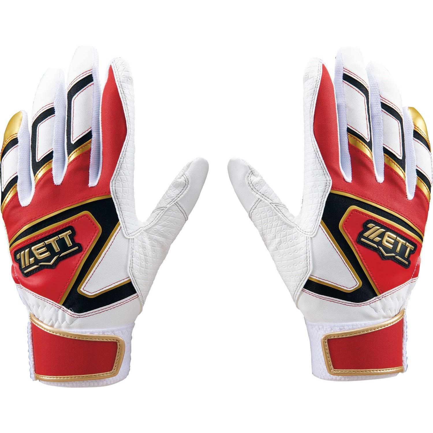 Used New ZETT Boys Baseball Batting Gloves Zero One Stage Boys Batting Gloves Red x White (6411) JL BG19202J