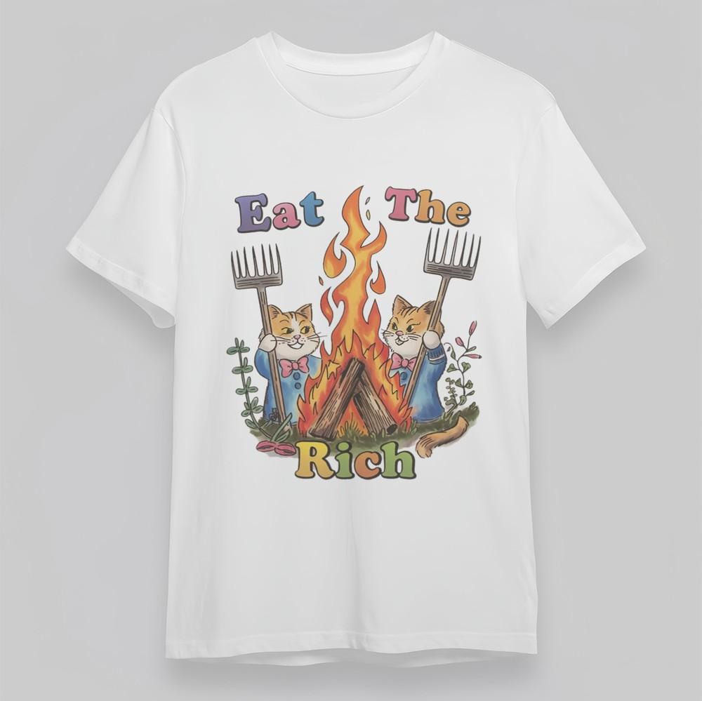 

Women s Plus Size All Season Classic T-Shirt Cat Fork Flame Playful Graphic Tee 4XL