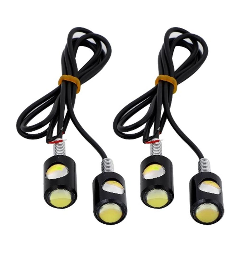 Partools Mini Turn Signals, White, Set of 4, 12 V, Motorcycle, LED, General Purpose