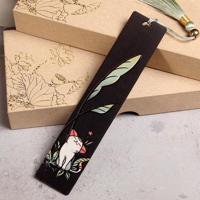Engraved Book Marks with Pendant for Book Lovers Gift Handmade Wooden Page Mark Unique Retro Bookmarks Wood Bookmarks