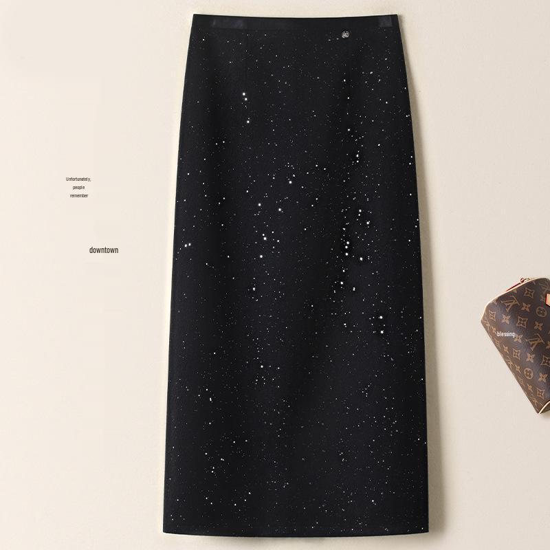 2025 Autumn/Winter Women's High-Waisted Sequin Midi Skirt – Slim-Fit, Fashionable, Hip-Hugging, Straight-Leg Design.