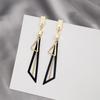 Boho Triangle Hang Earrings for Women Pink Green Hollow Geometric Statement Tassel Earrings Elegant Party Ear Jewelry