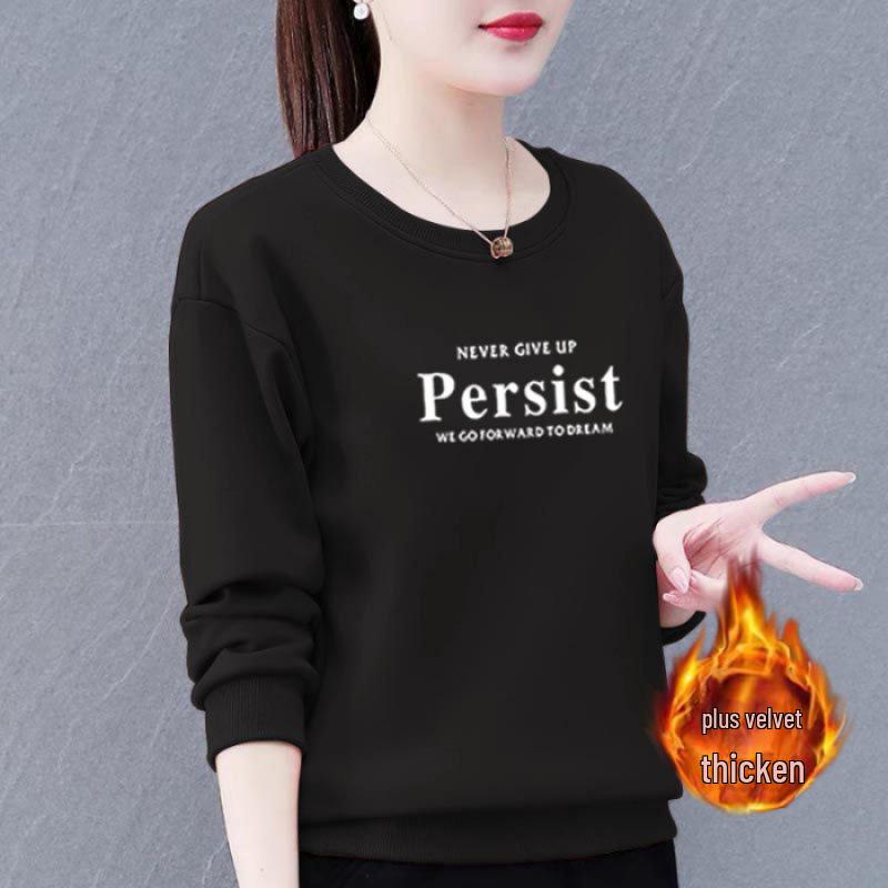 Huamian Women's Plus Size Velvet-Lined Sweatshirt - 2023 Autumn/Winter Casual Loose Fit Pullover Jacket