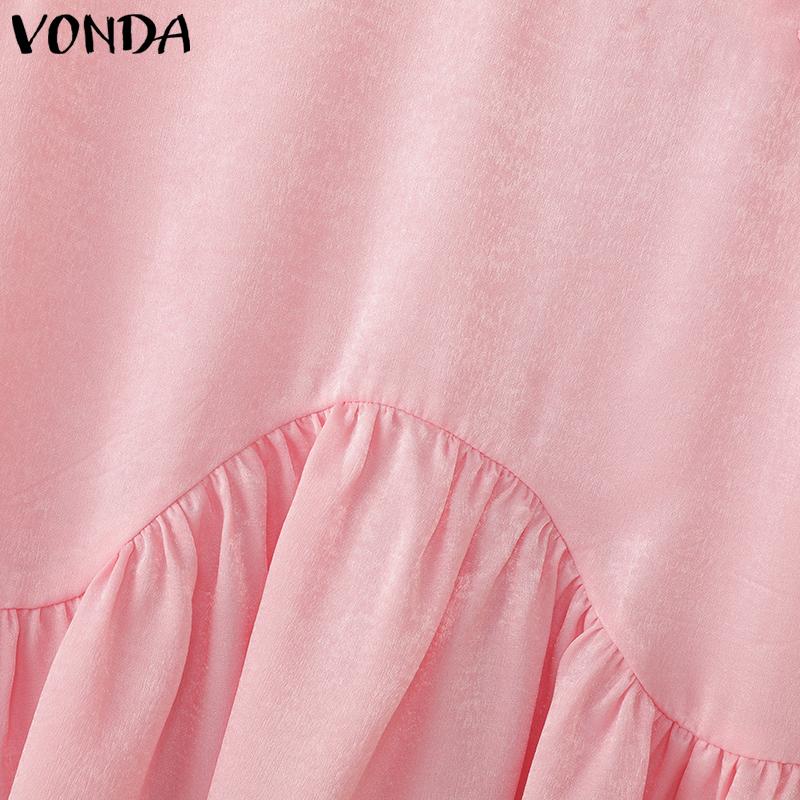 VONDA Women Chinese Style Sleeveless Irregular Ruffled Glitter Casual Tank Tops