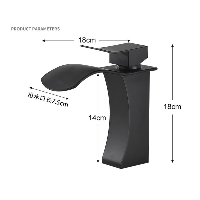 Bakicth Wasserfall Waschbecken Armatur Schwarz Armaturen Messing Badezimmer Armaturen Warm&Kalt Wasser Mischer Waschtischarmatur Standmontage Waschbecken Armaturen