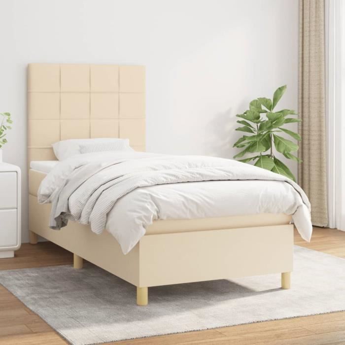3142294 vidaXL Divan Bed with Mattress Cream 80x200 Cm Fabric