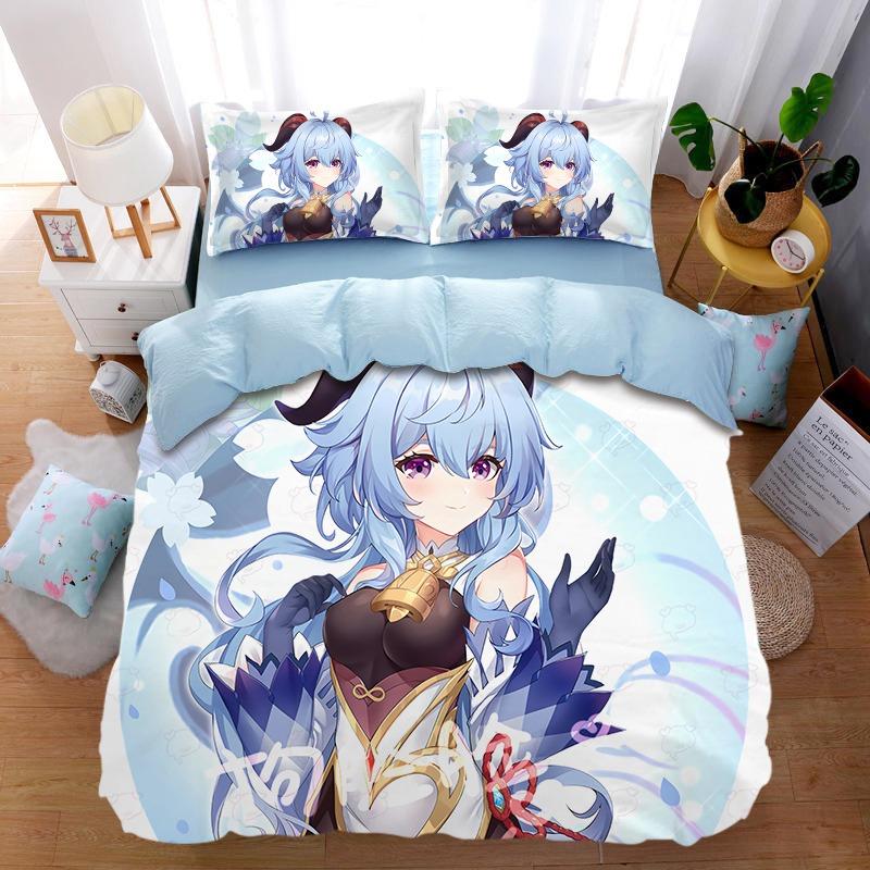 Anime G-Genshin Impact Duvet Cover Pillowcase Anime Girl Bedding Set Adult Boy Teen Children Bedroom Decoration Queen King Size