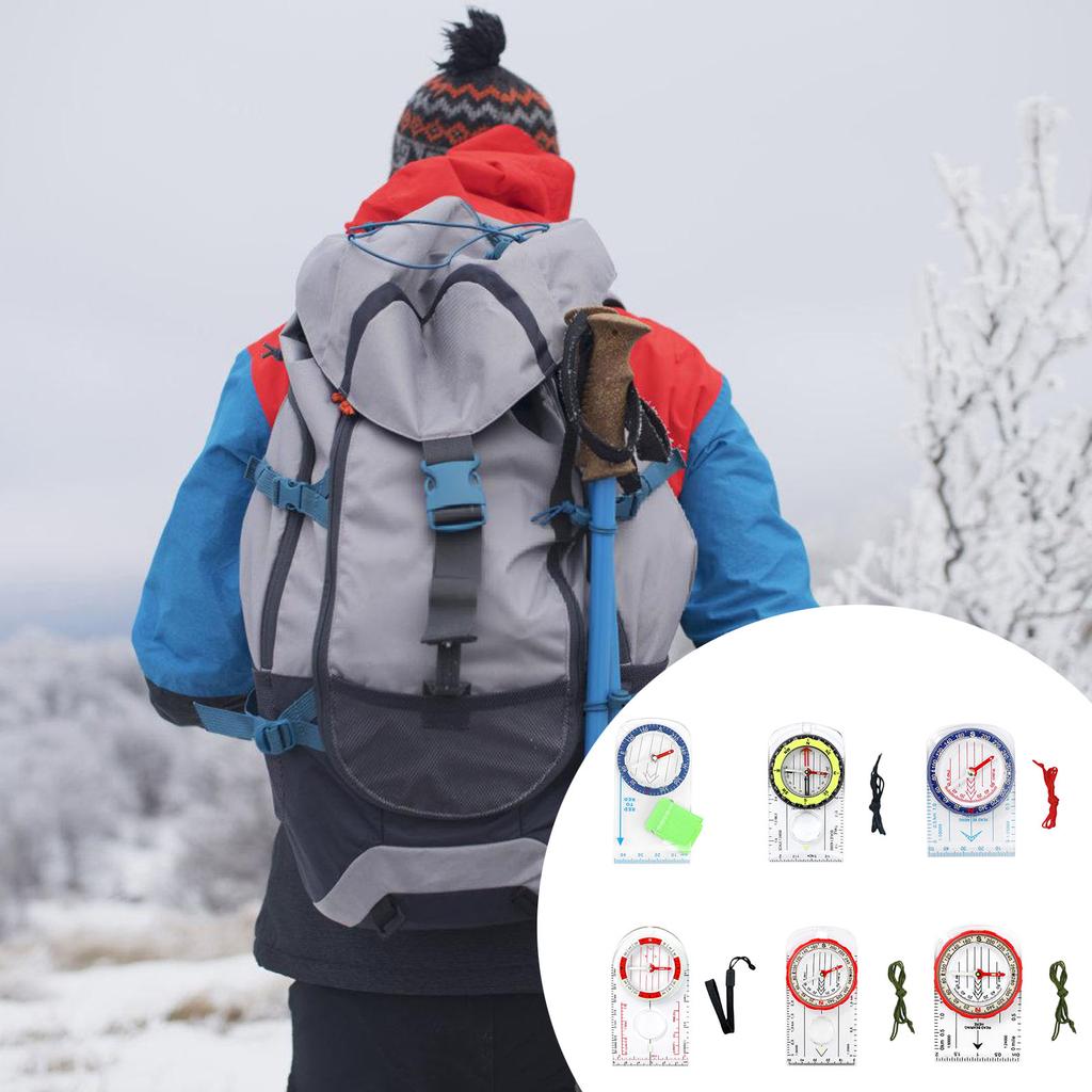 Survival Compasses with Ruler Scale Hiking Boatings Orienteering Camping Compasses Map Ruler Magnifier for Map Reading