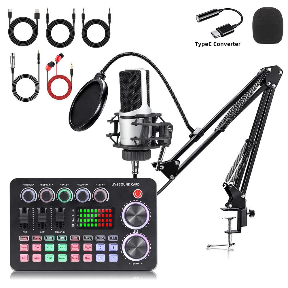 X1 M1 English Condenser Microphone & Sound Card Set for PC/Phone Podcast Recording.