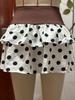 2025 Elegant Polka Dot Pleated A-line Skirt - Women's Autumn Mini & Layered Midi Styles