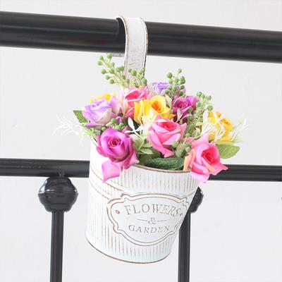 1PC Hook Detachable with Drain Hole Tin Bucket Pots Flower Arrangement Bucket Hanging Buckets