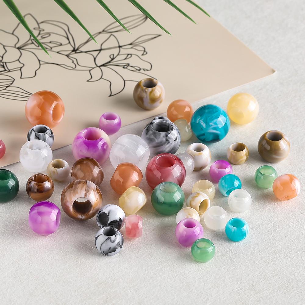 10/30/50/100pcs Acrylic Round Large Hole Beads Two-color Spacer Beads for DIY Jewelry Making Necklace Bracelet Craft Accessories