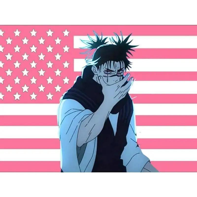 Jujutsu Anime American Flag Tapestry Cool Anime Character Pattern Tapestry Suitable for decorating bedrooms and dormitories for