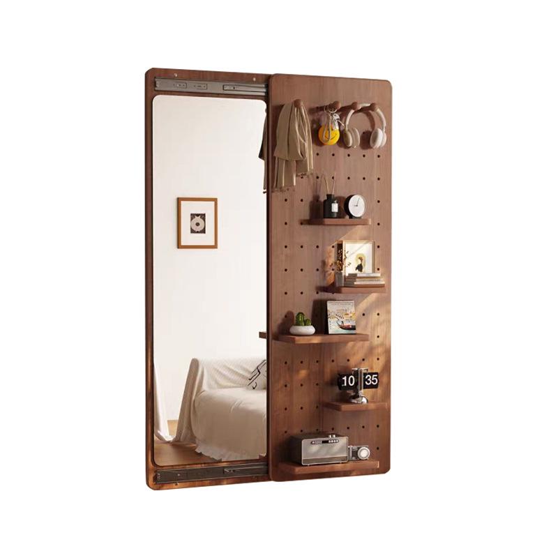 Wall-Mounted Pegboard Full-Length Sliding Mirror for Small Spaces