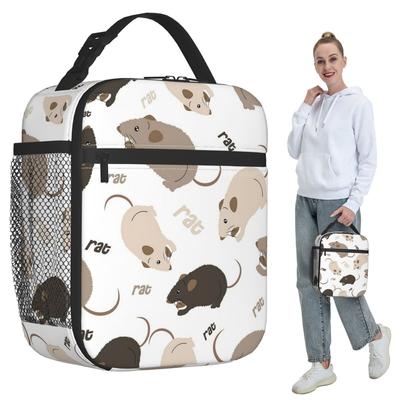 Rat Pattern Insulated Lunch Bag for Women Office Cooler Thermal Food Box Tote Portable Lunch Boxes Container