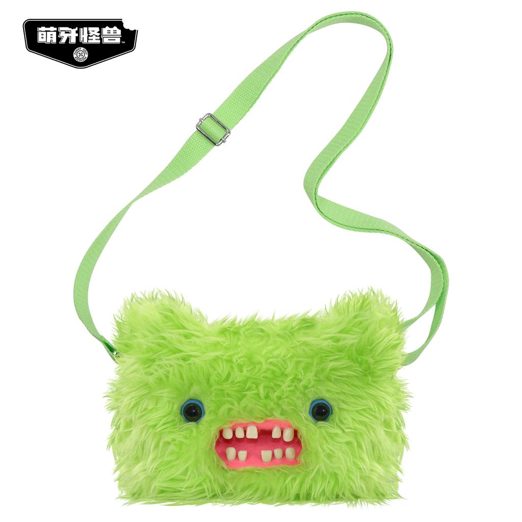 Borsa a tracolla peluche mostro denti brutti divertente Giocattolo animale di peluche stropicciato Regalo di compleanno carino strano per bambini