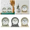 Modern Geometric Table Clock Decor Round Arabic Number Ornament Easy To Read Quartz for Tabletop Countertop Bedside