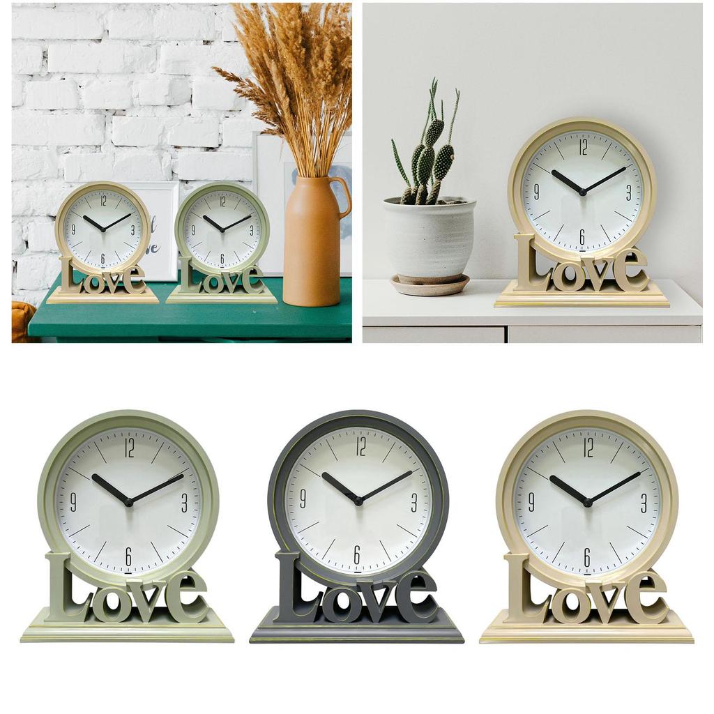 Modern Geometric Table Clock Decor Round Arabic Number Ornament Easy To Read Quartz for Tabletop Countertop Bedside