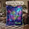 Mandala Theme Throw Blanket Custom Name Text Personalized Blanket Soft Cozy Blanket for Home Sofa Bed
