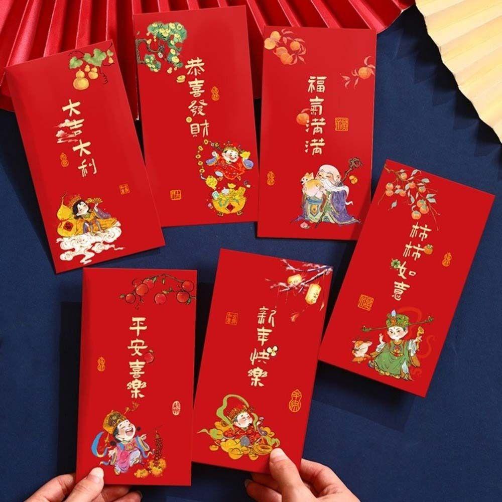 6pcs Horse Theme Horse Year Red Envelope Cartoon Lucky Pockets Hongbao  Festival Gifting