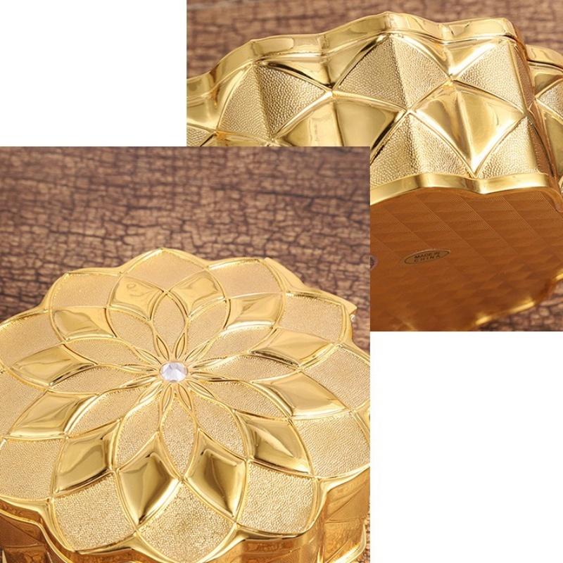 Mini Bracelet Storage Box Jewelry Organizer,Inlaid Gem Circle Golden Enamel Alloy Ring Storage Jar Dresser Display Couple Gifts