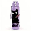 1PC Black Cat Funny Question Print 750ml Color Plastic Sports Water Bottle Leakproof Flip Straw Lid Suitable for Sports Office Home Use