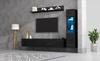 TV-Wandmöbel Set 3-teilig LED-Beleuchtung Hochglanz Schwarz 1 x TV-Schrank, 1 x Wohnzimmer Vitrine, 1 x Wandregal, TV bis 80'