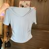 Spring/Summer Korean Style Slimming V-Neck Pleated Short Sleeve T-Shirt