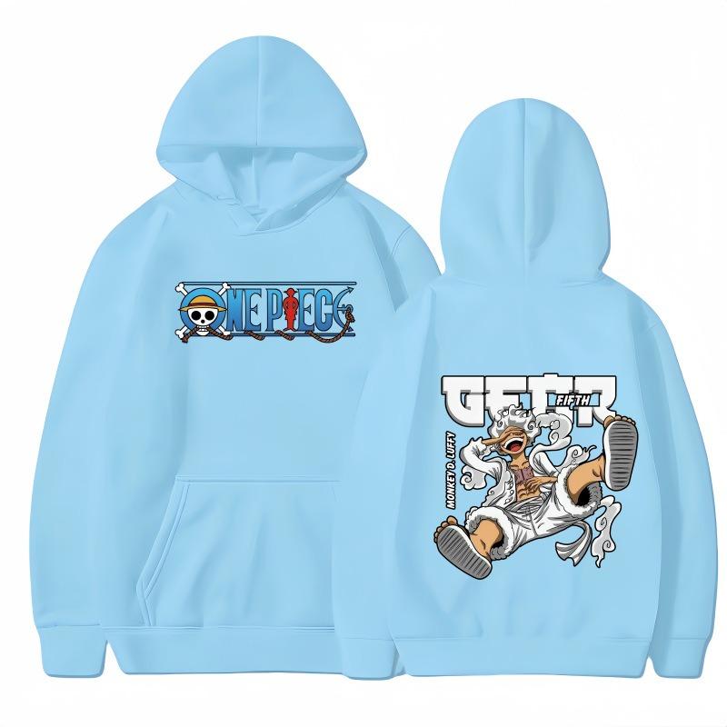 Men's Winter Warm Casual Fashion Hoodie Cartoon Anime Character Luffy Peripheral Printed Comfortable Hoodie
