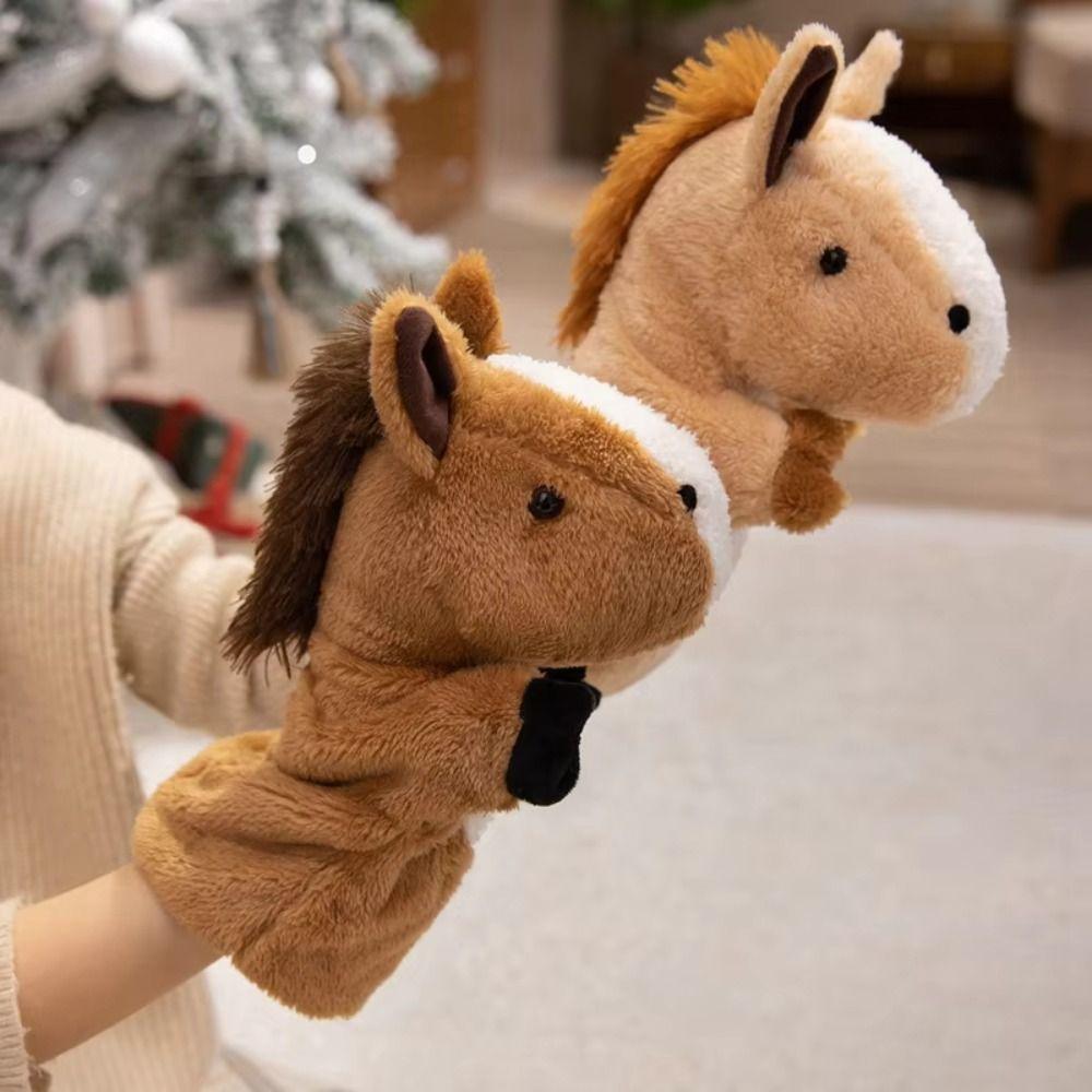 Storytelling Hand Finger Story Puppet Soft Stuffed Plush Horse Toys  Kid Gift