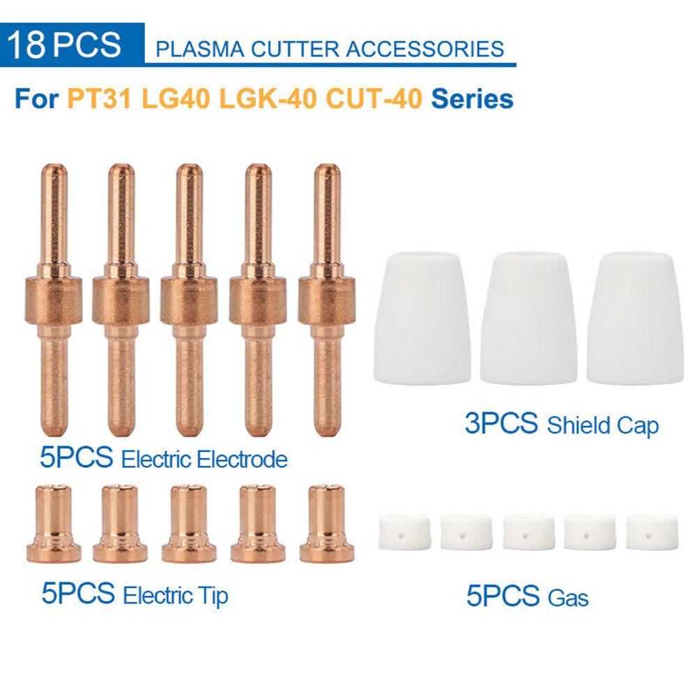 For PT-31 Plasma Torch Consumables 18Pcs/set Plasma Cutter Consumables Kit For PT-31 LG-40 Electrode Tip Shield Cap Gas