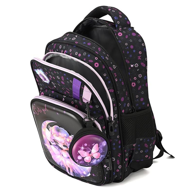 Kids School Backpack 16 Inch 3D Hard Shell Butterfly Design Grades 1-6 Breathable Oxford Fabric With Padded Straps