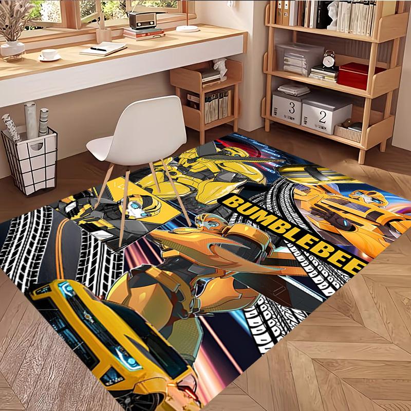 Bumblebee Print Rug, Washable Floor Carpet, For Entryway Dorm Laundry Room Office Study, Home Decor Birthday Christmas Gift