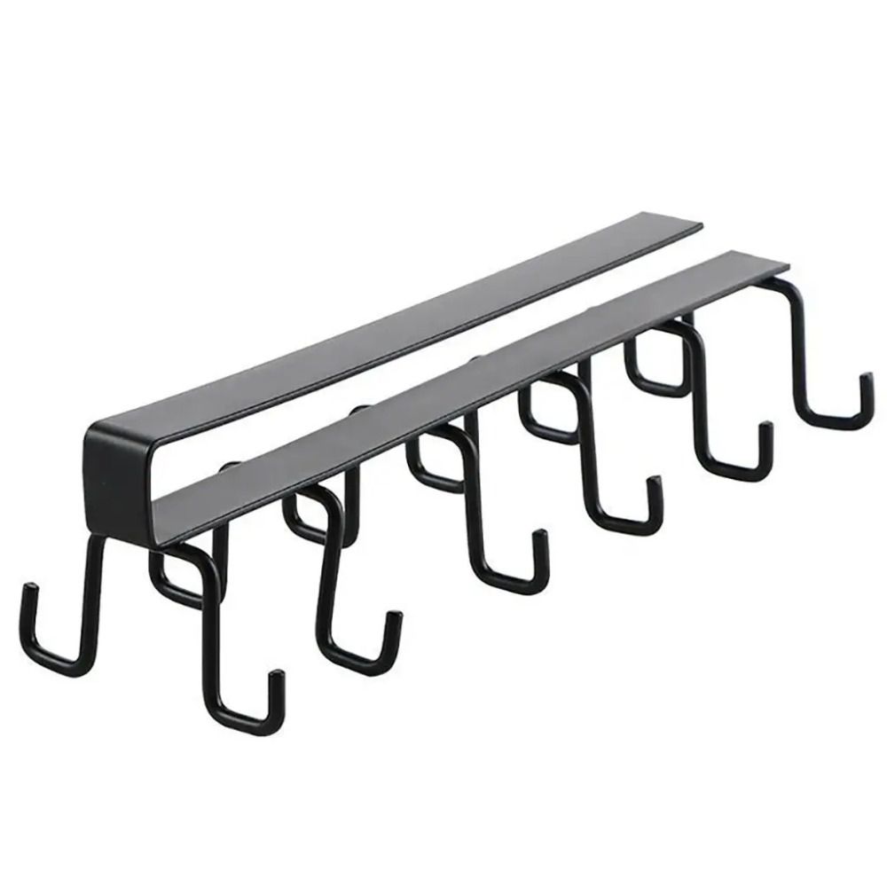 Multifunction Double-row Storage Hook Punch-free Cabinet Metal Shelves Hanging Cup Holder Hooks