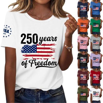 Women's Fashion Casual Printed Short Sleeve Round Neck Pullover Tops