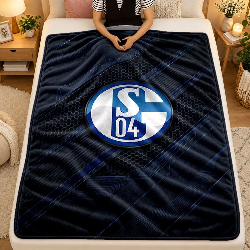 Flanell-Decke Schalke 04 Warme Weiche Überwurfdecke für drinnen Sofa Bett Wohnzimmer
