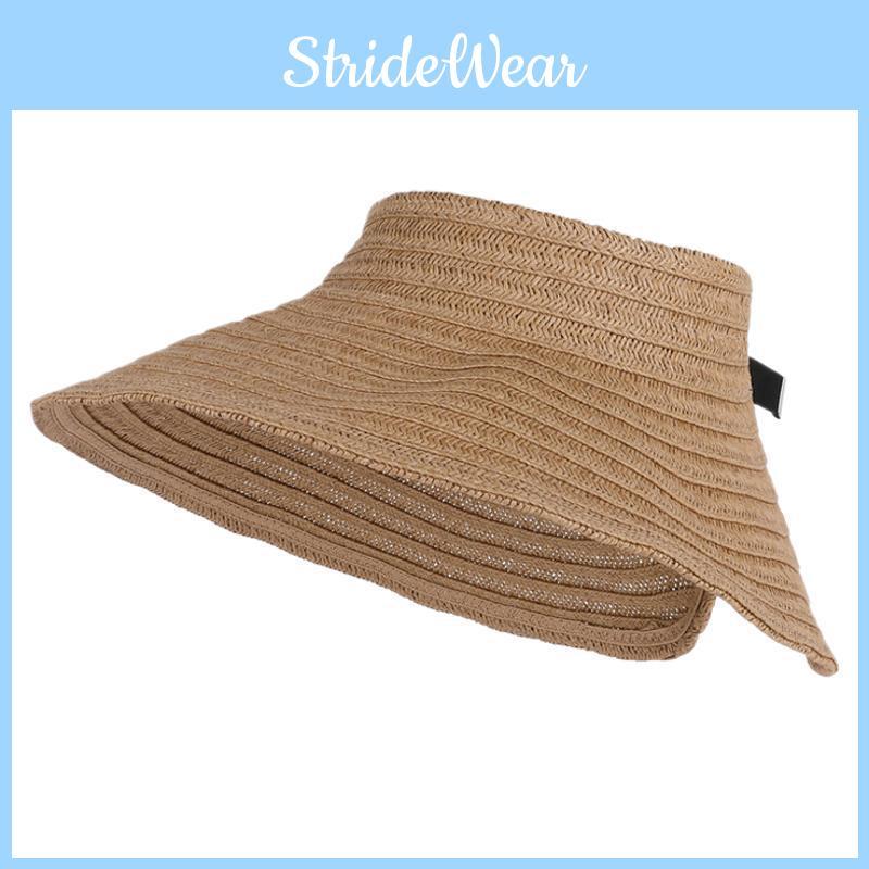 Summer Large Brim Breathable Woven Hat With Foldable Design For Beach And Outdoor Use