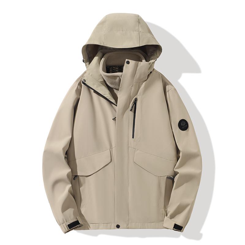 

Женская ветрозащитная флисовая куртка для активного отдыха на открытом воздухе - теплая подкладка «три в одном» XL хаки