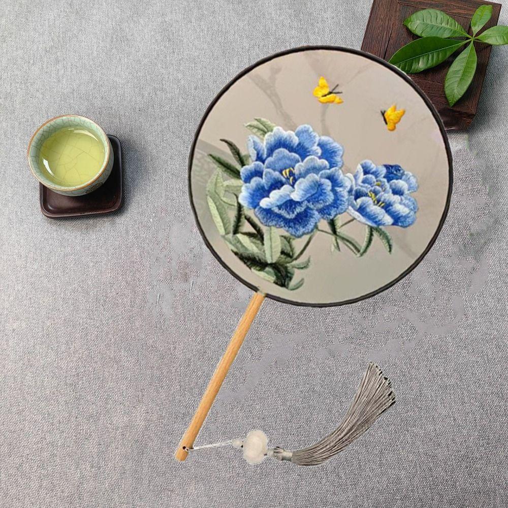 Chinese Style Embroidered Round Fan Silk Vintage Group Fan  Performance Props