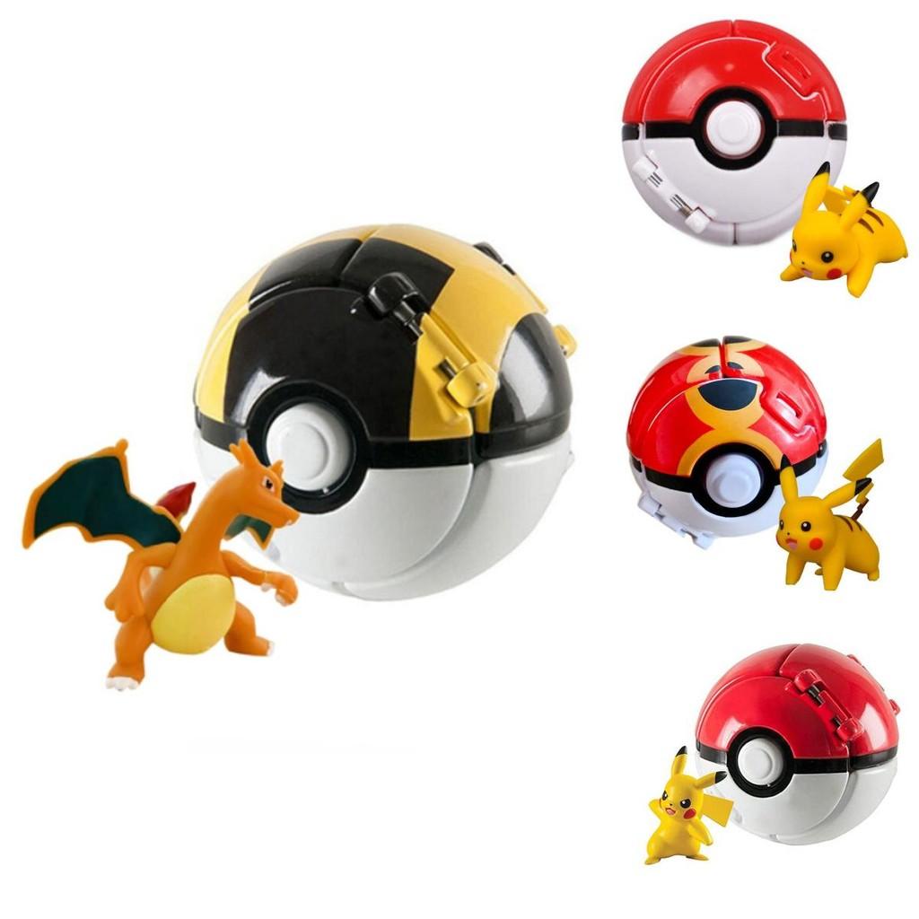 Collectible Pokemon Poke Ball Elf Ball Action Figure Model Toy With Pikachu Charmander Litten Rockruff
