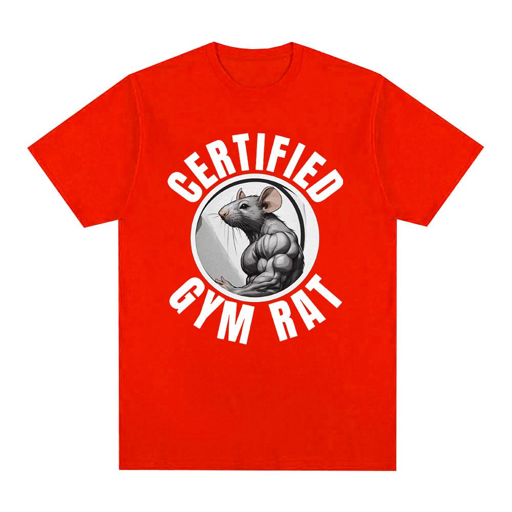 Certified Gym Rat Tshirt Pump Cover Fitness Mouse Unisexs Clothing Graphic Tshirts Unisex Cotton Oversized Short Sleeve Tee Shirts