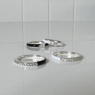 Mosxe [925silver] Epoxy Half Cubic Ring (2color)