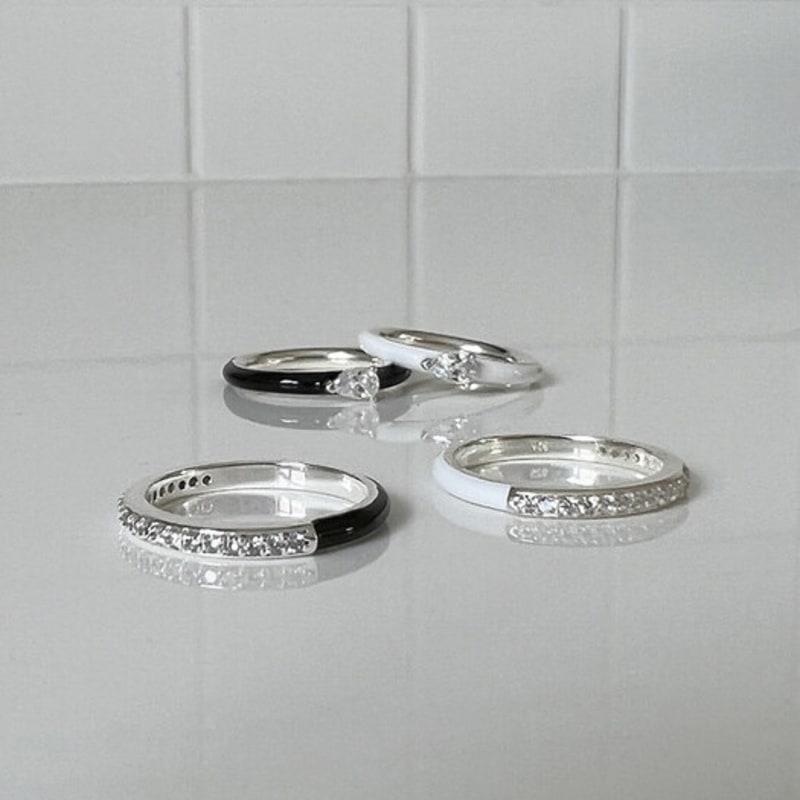 mosxe [925silver] Epoxy half cubic ring (2color)