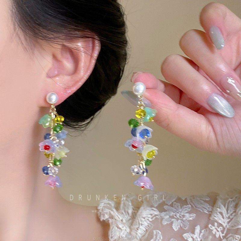 

Серьги-подвески с кисточками в виде цветов, универсальные серьги в стиле Мори, маленькие свежие серьги, серьги со сладким характером, женские