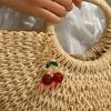 Sweet Cherry Keychain With Green Rhinestone Leaves Gold Color Keychain For Gift - Giving Occasions