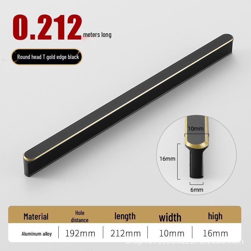 Quadratisch und Rund T-förmig Silberne Kante Schwarzer Griff für Kleiderschrank- und Schranktüren; Moderner grauer und goldener Schubladengriff